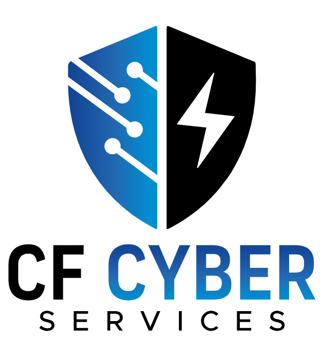 CF Cyber Services logo — a shield with circuit traces and a lightning bolt