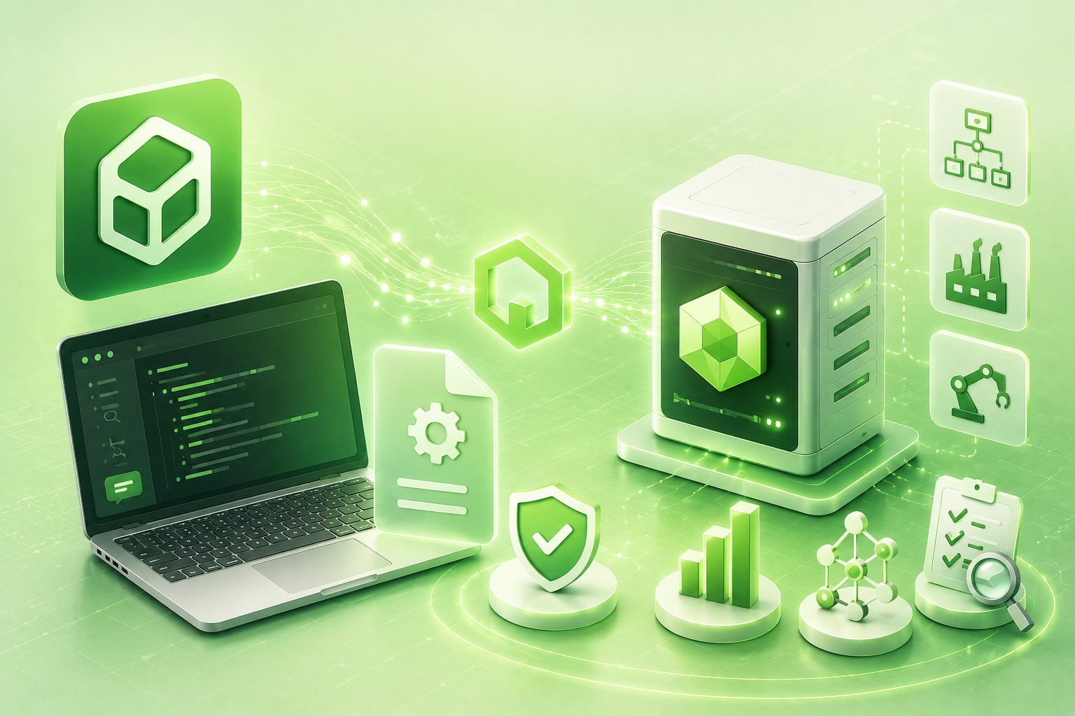 Title graphic — VisualPro logo with a server, laptop and terminal linked by green lines: OpenAI Codex integration guide
